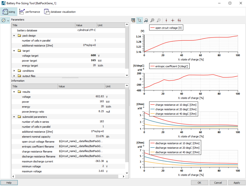 Simcenter Battery Pre Sizing Tool